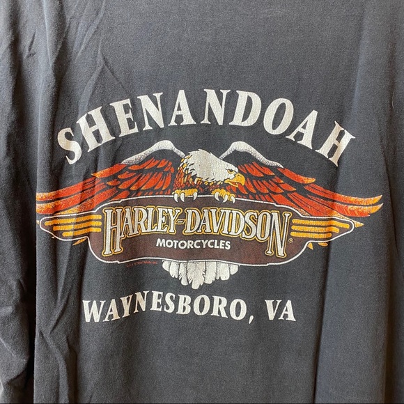 1980s Harley-Davidson Wolf & Flags Mens Shirt XXL - Picture 6 of 10